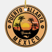 Het strand van Puerto Vallarta Mexico. Mexican Pla Keramisch Ornament (Achterkant)