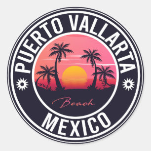 Het strand van Puerto Vallarta Mexico. Mexican Pla Ronde Sticker
