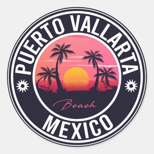 Het strand van Puerto Vallarta Mexico. Mexican Pla Ronde Sticker (Voorkant)