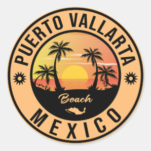 Het strand van Puerto Vallarta Mexico. Mexican Pla Ronde Sticker