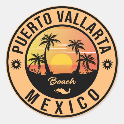 Het strand van Puerto Vallarta Mexico. Mexican Pla Ronde Sticker (Voorkant)