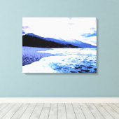 Het strand van Twilight in schaduwen van blauw Canvas Afdruk (Insitu (Houten vloer))