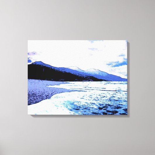 Het strand van Twilight in schaduwen van blauw Canvas Afdruk (Voorkant)