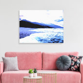 Het strand van Twilight in schaduwen van blauw Canvas Afdruk (Insitu (Woonkamer))