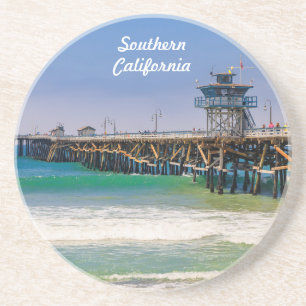 Het strand van Zuid-Californië en pier in San Cle Zandsteen Onderzetter