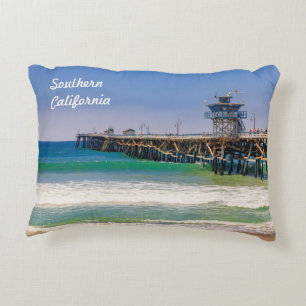 Het strand van Zuid-Californië en pier in San Clem Accent Kussen