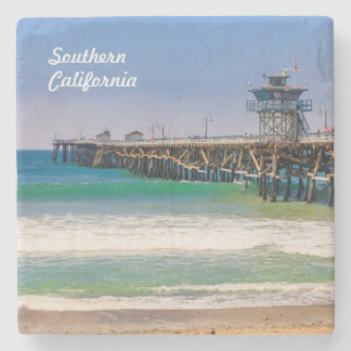 Het strand van Zuid-Californië en pier in San Clem Stenen Onderzetter