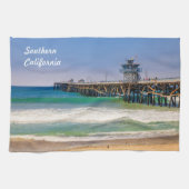 Het strand van Zuid-Californië en pier in San Clem Theedoek (Horizontaal)