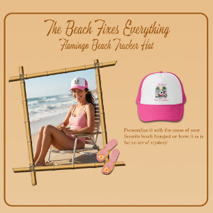 Het strand verhelpt alles' Flamingo strand vrachtw Trucker Pet