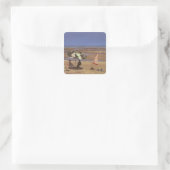 Het strand vierkante sticker (Tas)