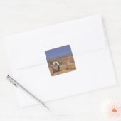 Het strand vierkante sticker (Envelop)
