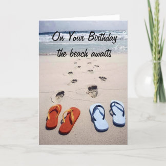 HET STRAND WACHT OP UW VERJAARDAG KAART