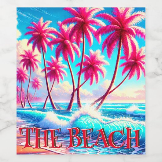 Het strand wijn etiket (Enkel label)