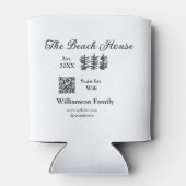 Het strandhuis voegt familienaam Q R scan wifi web Blikjeskoeler (Achterkant)
