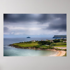 Het strandlandschap van de Daymer-baai in Cornwall Poster