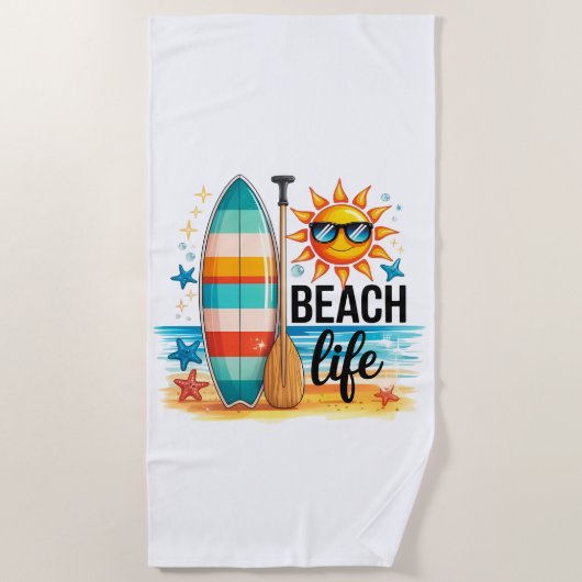 Het strandleven  strandlaken (Voorkant)