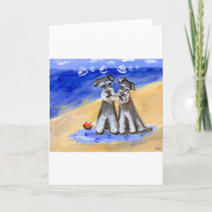 Het strandliefde van Schnauzer Feestdagen Kaart
