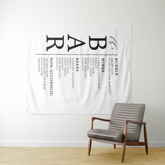 Het streepjeszwarte witte klassieke haakbalkmenu wandkleed (In Situ (horizontaal))