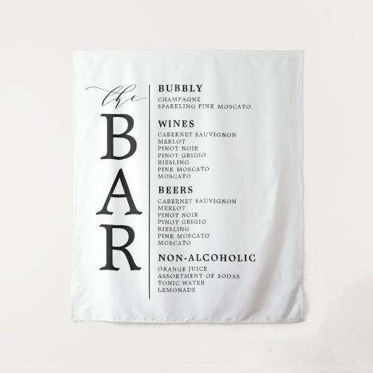 Het streepjeszwarte witte klassieke haakbalkmenu wandkleed (Voorkant)