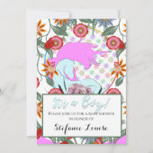 Het stromende Unicorn Roze is een jongen! (bloemen Kaart (Voorkant)