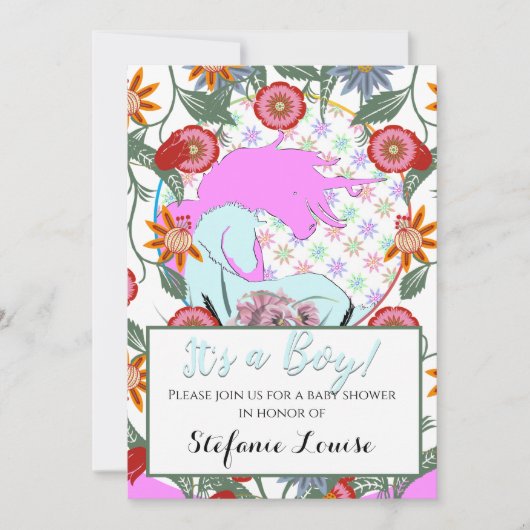 Het stromende Unicorn Roze is een jongen! (bloemen Kaart (Voorkant)