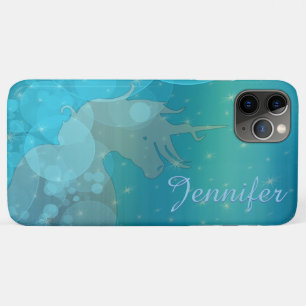 Het stromende Unicorn Silhouette (blauwe sterren) Case-Mate iPhone Case