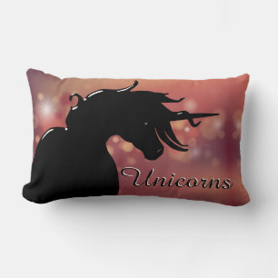 Het stromende Unicorn Silhouette (maroon sterren) Kussen