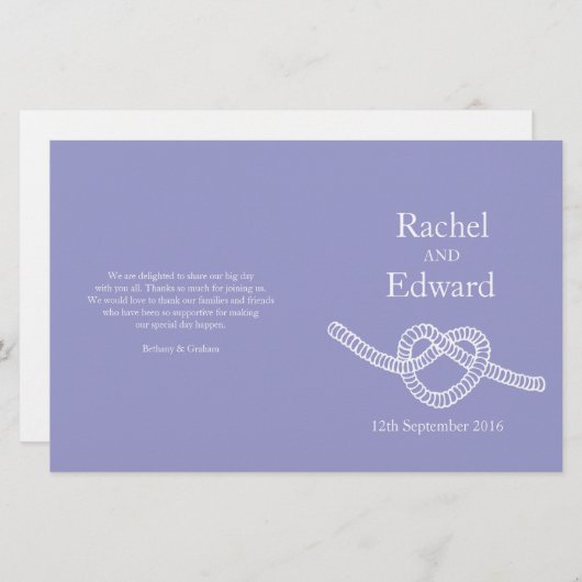 Het stropdas van het hart de paarse trouwprogramma (Voorkant / Achterkant)