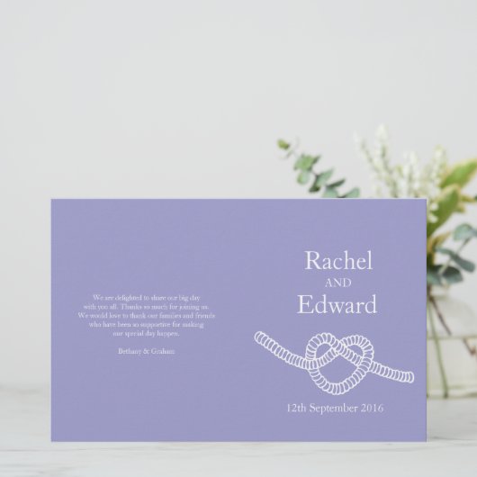 Het stropdas van het hart de paarse trouwprogramma (Staand voorkant)