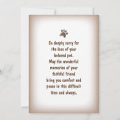 Het sturen van een beker voor je hartspet verloor  kaart (Achterkant)