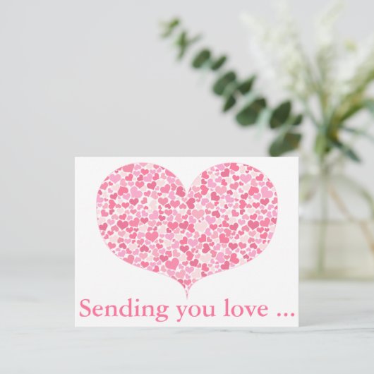 Het sturen van je liefde / Pink Hearts Pattern Bri Briefkaart (Staand voorkant)