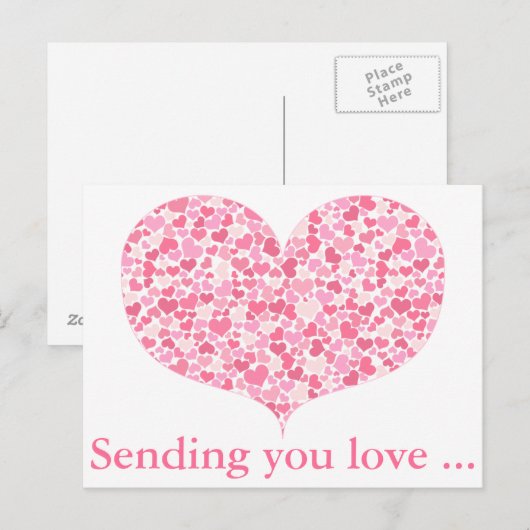 Het sturen van je liefde / Pink Hearts Pattern Bri Briefkaart (Voorkant / Achterkant)