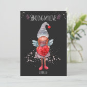 Het sturen van mijn liefde dame kabouter met hart  feestdagenkaart (Staand voorkant)