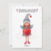 Het sturen van mijn liefde dame kabouter met hart  feestdagenkaart (Voorkant)