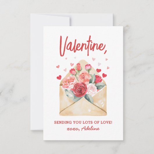 Het sturen van u veel liefde bloemige Valentijnsda Notitiekaartje (Voorkant)