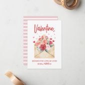 Het sturen van u veel liefde bloemige Valentijnsda Notitiekaartje (Voorkant / Achterkant in situ)