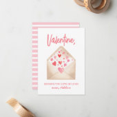 Het sturen van u veel liefde Kinder Valentijnsdag Notitiekaartje (Voorkant / Achterkant in situ)