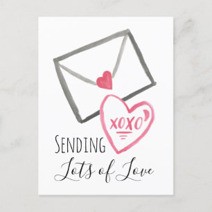 Het sturen van Valentijns's liefdesbrief Xoxo Hear Feestdagenkaart