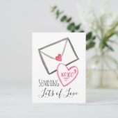 Het sturen van Valentijns's liefdesbrief Xoxo Hear Feestdagenkaart (Staand voorkant)