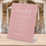 Het Stusty Menu van de Drinken van het Manuscript  Reclamebord Met Voetstuk<br><div class="desc">Dit elegante,  stoffige roos minimalistische menu-bord van de drink is perfect voor uw trouwfeest. Ontworpen door: Thisnotme©</div>