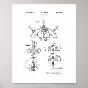 Het stuurwiel van de boot poster