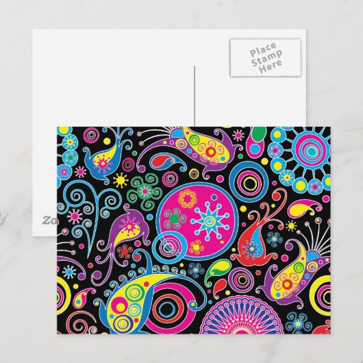 Het super Funky Patroon van Paisley Briefkaart (Voorkant / Achterkant)