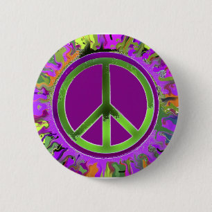 Het SUPER Hip Teken van de Vrede Ronde Button 5,7 Cm