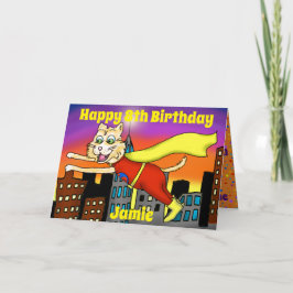 Het super Wenskaart van de Kat van de Held Kaart