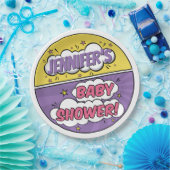 Het superheld-Baby shower van een meisjesstripboek Papieren Bordje (Feest)