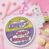 Het superheld-Baby shower van een meisjesstripboek Papieren Bordje (Feest)