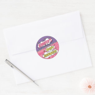 Het superheld-Baby shower van een meisjesstripboek Ronde Sticker