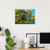 Het superieure gespiegelde Rocks meer Poster (Thuiskantoor)