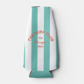 Het Surf Club Crest Turquoise Cabana Stripe Flesjeskoeler (Voorkant)