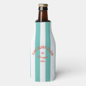 Het Surf Club Crest Turquoise Cabana Stripe Flesjeskoeler (Fles Voorkant)